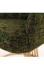Pair of THANAT dining chairs in beige ribbed velvet with golden feet (Dupliqué)
