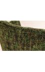 Pair of THANAT dining chairs in beige ribbed velvet with golden feet (Dupliqué)