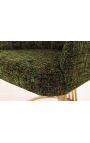 Pair of THANAT dining chairs in beige ribbed velvet with golden feet (Dupliqué)