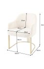 Paire de chaises de repas THANAT en velours bouclé beige avec pieds dorés