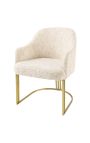 Pair of THANAT dining chairs in green curly velvet with golden legs (Dupliqué)