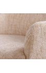 Paire de chaises de repas THANAT en velours bouclé beige avec pieds dorés