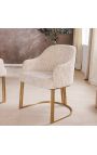 Een paar THANAT eetstoelen in groen krullend fluweel met gouden benen (Dupliqué)