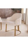 Een paar THANAT eetstoelen in groen krullend fluweel met gouden benen (Dupliqué)