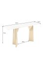 Console NYX en acier brossé doré et plateau céramique marbre blanc