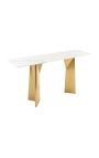 CALYPSO console in goud geborsteld staal en bovenste keramische marmer witte look (Dupliqué)