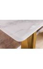 CALYPSO console in goud geborsteld staal en bovenste keramische marmer witte look (Dupliqué)