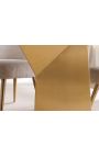 NYX gouden geborstelde stalen eettafel met wit marmeren top