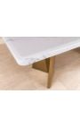 NYX gouden geborstelde stalen eettafel met wit marmeren top