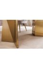 NYX golden brushed steel dining table with white marble top