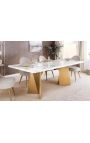 NYX golden brushed steel dining table with white marble top