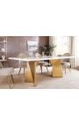 NYX golden brushed steel dining table with white marble top