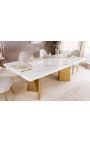 NYX golden brushed steel dining table with white marble top
