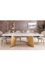 NYX golden brushed steel dining table with white marble top