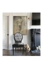 Louis XVI style chair zebra and black false skin with black lacquered wood