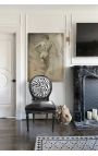 Louis XVI style chair zebra and black false skin with black lacquered wood