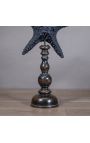 Etoile de mer "Protoreaster Nodosus" noire montée sur un socle en bois