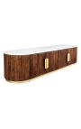 4-door GABBY mango sideboard with white marble top - 180 cm (Dupliqué)