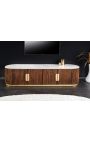 4-door GABBY mango sideboard with white marble top - 180 cm (Dupliqué)