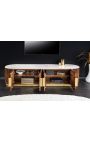 4-door GABBY mango sideboard with white marble top - 180 cm (Dupliqué)