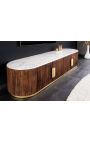 4-door GABBY mango sideboard with white marble top - 180 cm (Dupliqué)