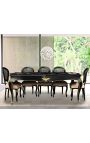 Very large baroque dining table with marquetry and gilded bronzes