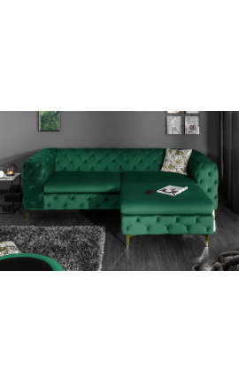 Canapé 3 places &quot;Rhea&quot; design Art Deco Chesterfield en velours vert émeraude - 12