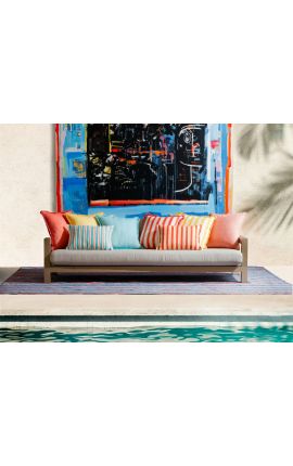 Sofa 3 seater &quot;Nai Harn&quot; beige fabric and taupe aluminum - 242 cm
