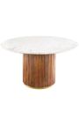 Dining table 140 cm GABBY round mango and white marble