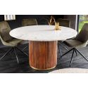 Dining table 140 cm GABBY round mango and white marble