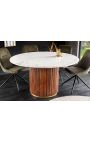 Dining table 140 cm GABBY round mango and white marble