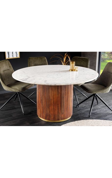 Söögilaud 140 cm Mango ja valge marmor