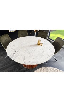 Spisebord 140 cm Gabby rund mango og kvit marmor