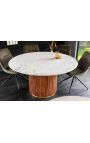 Dining table 140 cm GABBY round mango and white marble