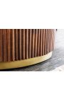 Dining table 140 cm GABBY round mango and white marble