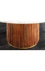 Dining table 140 cm GABBY round mango and white marble