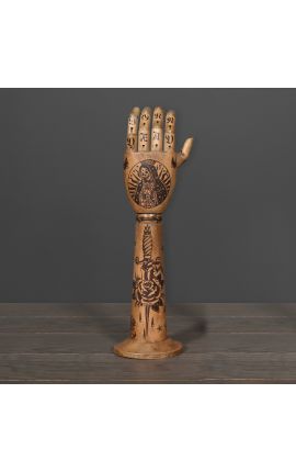 Ensemble de 2 mains articulées sur socle en bois noirci (Dupliqué)