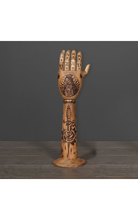 Set of 2 hands articulated on blackened wooden base (Dupliqué)