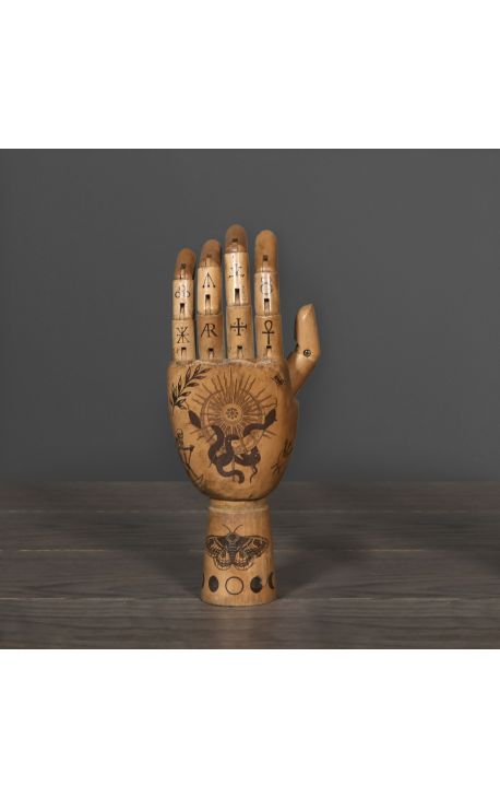 Artikulerad tatuerad träarm - totemstil "Helig själ" (Dupliqué)