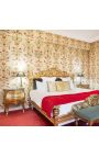 Baroque bed black velvet fabric and gold wood