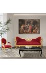 Masuta mare in stil baroc din lemn negru lucios si marmura neagra