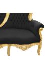 Barok Sofa zwart fluwelen stof en verguld hout