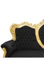 Barok Sofa zwart fluwelen stof en verguld hout
