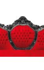 Canapé baroque tissu velours rouge et bois laqué noir
