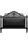 Tête de lit Baroque en simili cuir noir avec strass et bois laqué noir