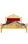 Barockbett burgunderroter Samtstoff und Goldholz