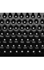Lit Baroque tissu simili cuir noir avec strass et bois laqué noir