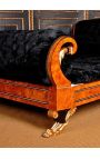 Letto in stile Empire in tessuto di velluto nero e olmo