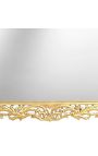 Very big console with mirror in gilded wood Baroque and beige marble