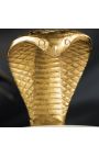 Side table "COBRA" gold aluminum and white marble